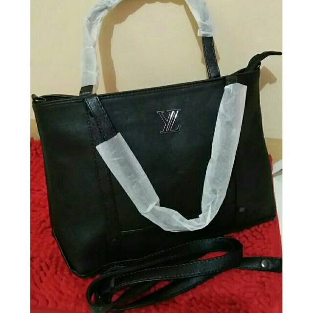 Kado hantaran tas hitam yl jinjing tenteng segi polos besar cewek wanita kerja kantor kantoran murah