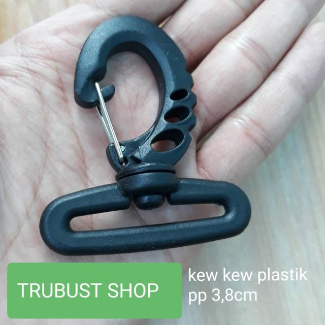 Kew kew plastik pp kait tas 3,8cm warna hitam