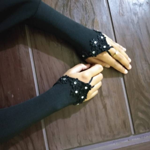 {BISA COD} HANDSOCK RING BUNGA HITAM/MANSET TANGAN ORIGINAL/TERLARIS HANDSOCK