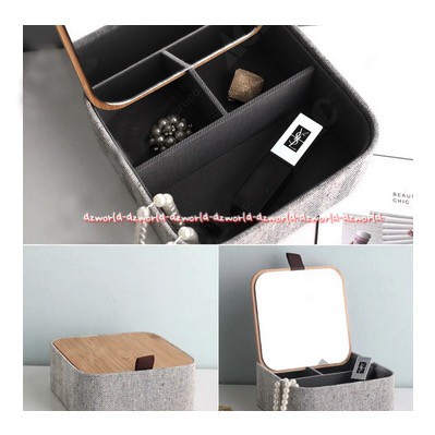 Krishome Cosmetic Box Grey Tempat Box Kosmetik Perhiasan Bulat Kotak Organizer