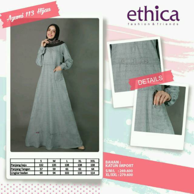 Gamis Ethica Ayumi 113 Hijau Original