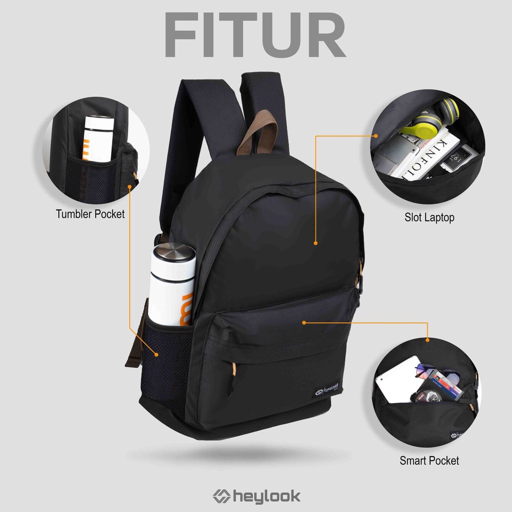 HEYLOOK Project -  (Paket Hemat Pelajar) Tas Ransel Laptop Pria Backpack RIVER Tas Leptop 14inch Tas Sekolah Tas Kuliah Perempuan Tas Punggung Wanita Tas Kerja Cowok Terbaru