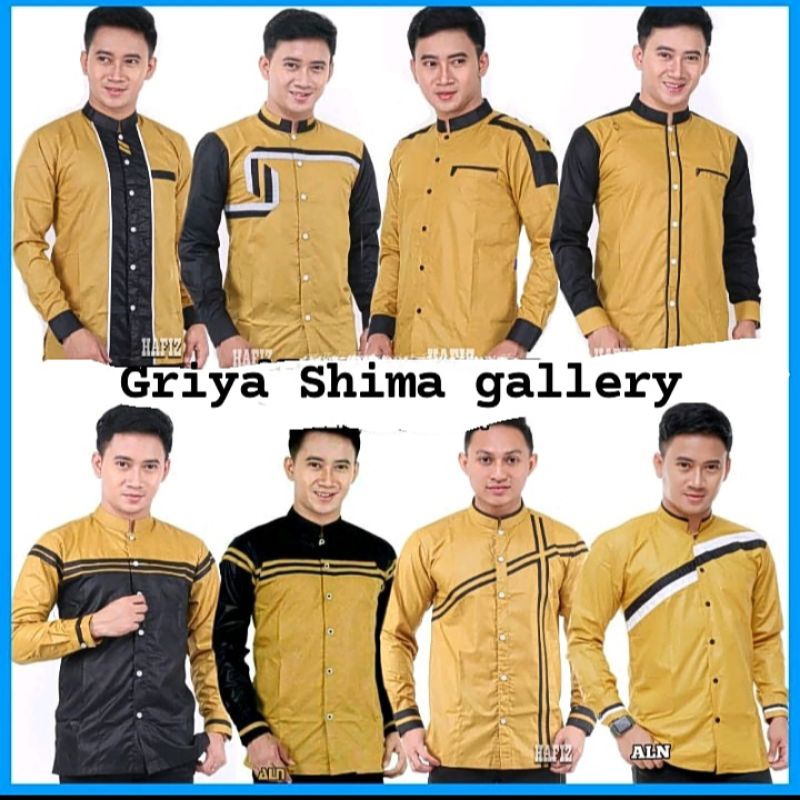 BAJU KOKO PRIA LENGAN PANJANG WARNA KUNING MUSTARD TERMURAH