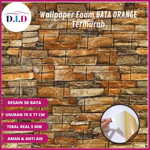 DID - Termurah Wallpaper Stiker BRICK Foam Bata Orange (TEBAL 5 MM) Foam Bata Motif Batu Alam Foam B