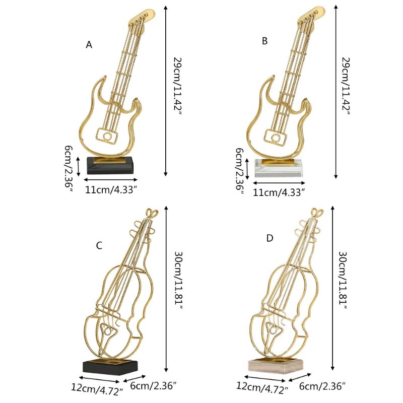 Ornamen Patung Gitar Biola Bahan Besi Metal Untuk Dekorasi Rumah / Kantor