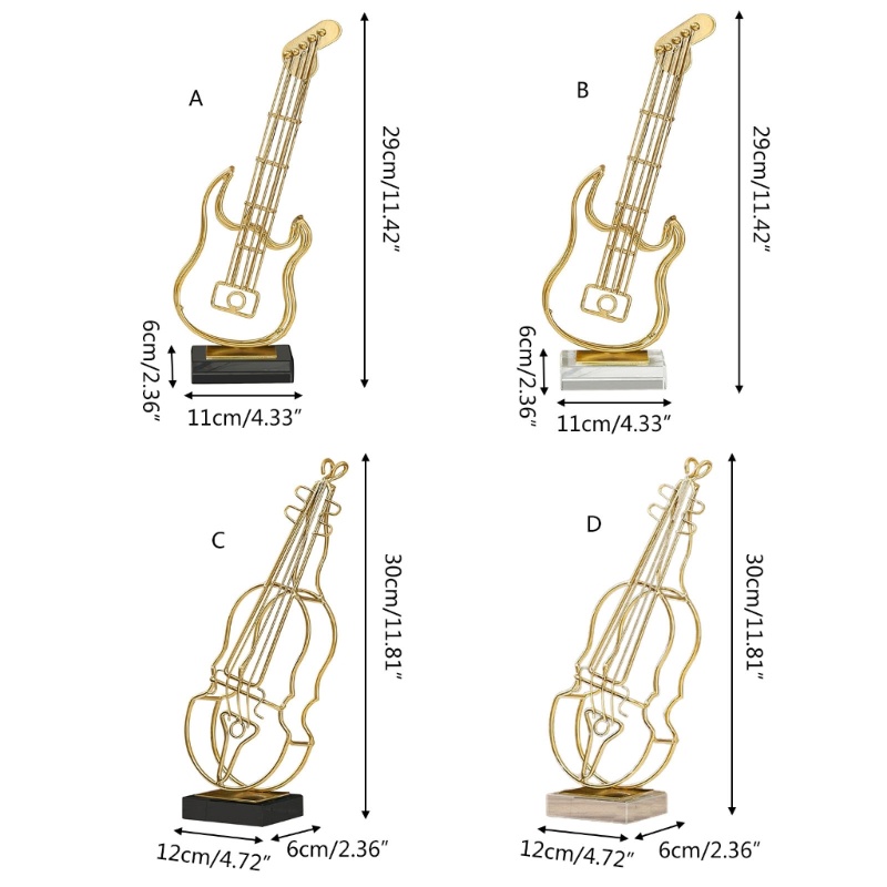 Ornamen Patung Gitar Biola Bahan Besi Metal Untuk Dekorasi Rumah / Kantor