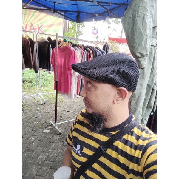 kangol topi pet hitam original