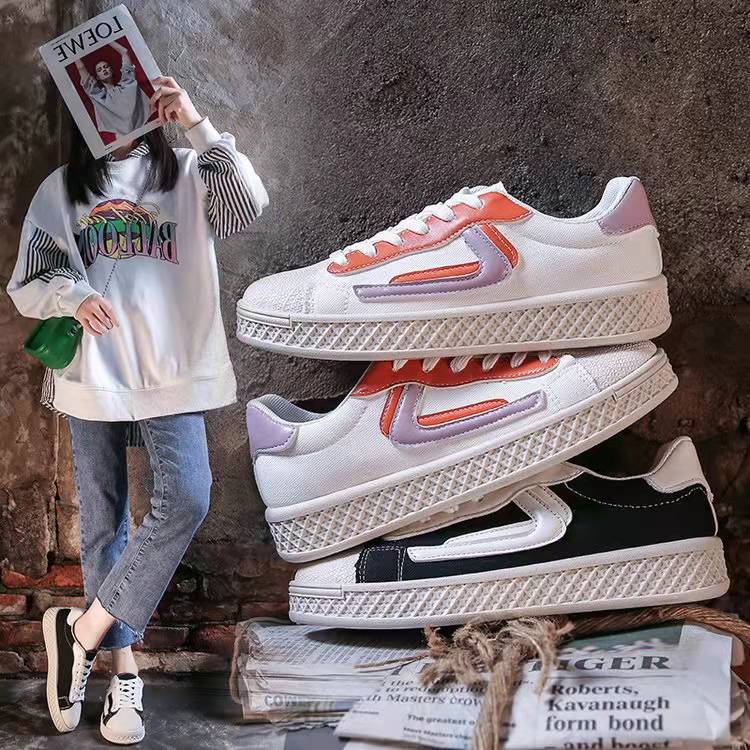 BJS2222 - ORANGE - Sepatu Sneakers Kets Import Wanita Cantik Terbaru SEPATU WANITA SNEAKERS TALI FLAT FASHION IMPORT TERMURAH TERLARIS TERBARU BAGSTORE JAKARTA JSS2222