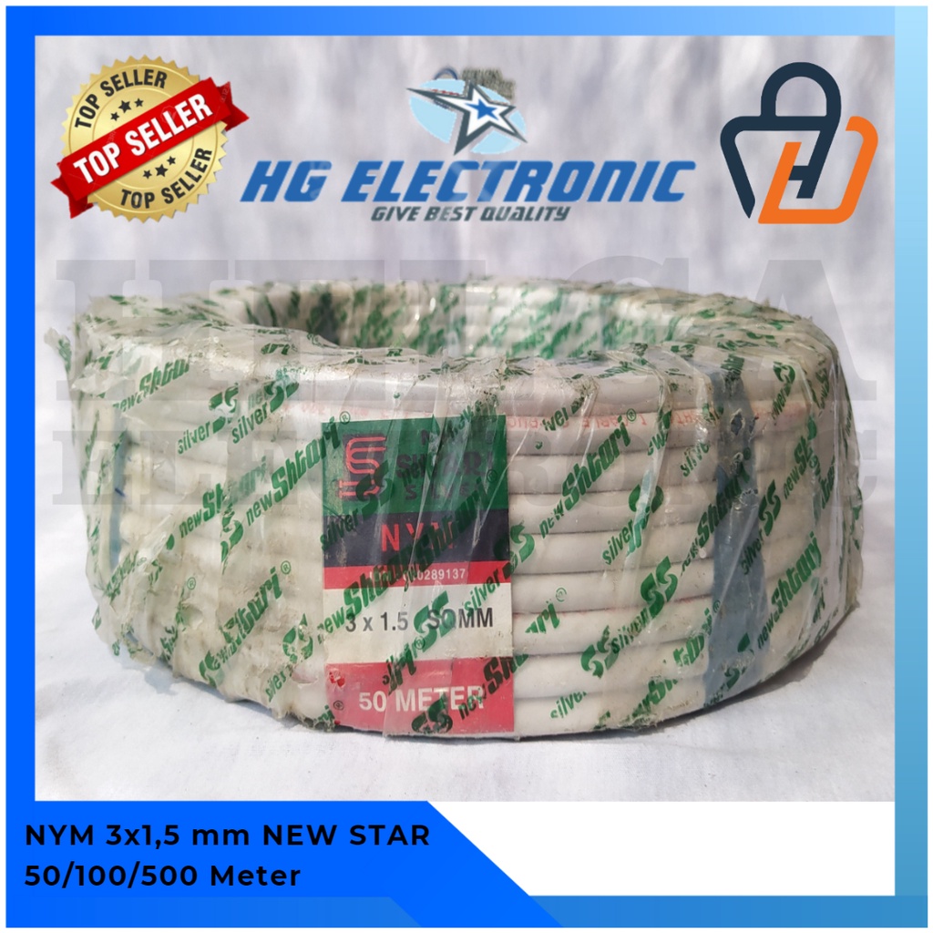 Kabel NYM 3x1,5 mm NEW STAR 50 / 100 / 500 Meter / Kabel Instalasi Rumah