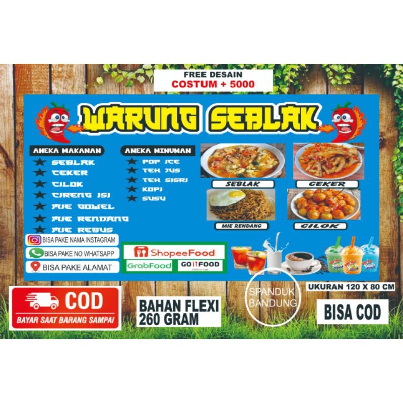 Jual Spanduk Seblak Banner Seblak Warung Seblak Ukuran 120 X 80 Cm