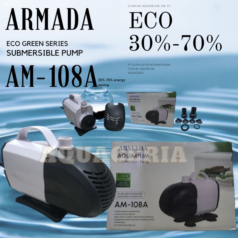 Mesin Pompa Air ARMADA AM-108A Mesin Celup Aquarium Kolam 5meter 6000 L/H 98Watt