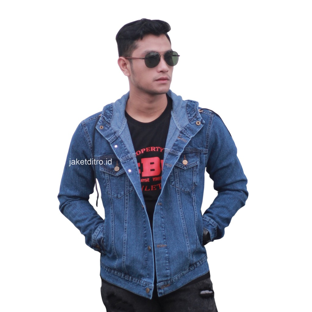 Jaket Jeans Hoodie Pria Original The Berry