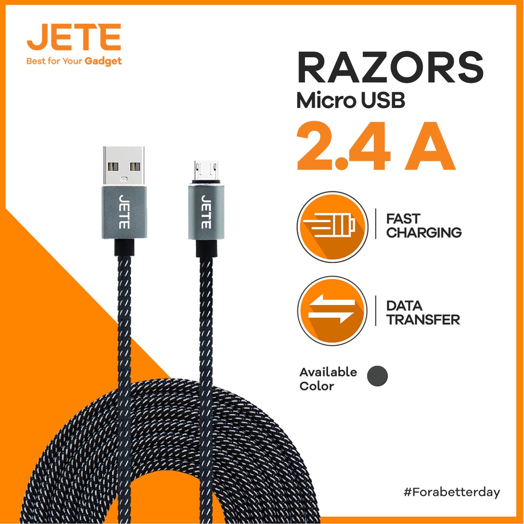 Kabel USB Micro Fast Charging JETE Razors - Garansi Resmi 2 Tahun