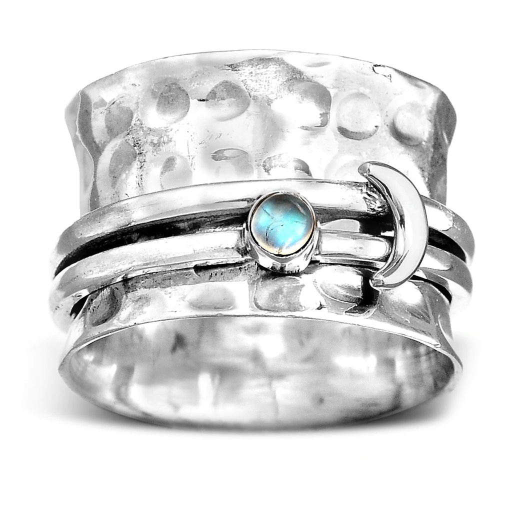 Hu Hu Hu Hu Hu Alat Bantu Pasang Kacamata♡ Cincin Bentuk Bulan Sabit Aksen Cubic Zirconia Gaya Vintage Untuk Wanita