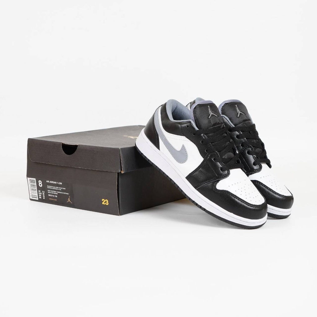 SEPATU NIKE AIR JORDAN 1 LOW BLACK MEDIUM GREY WHITE BNIB Premium Original Vietnam Bonus Kaos Kaki P