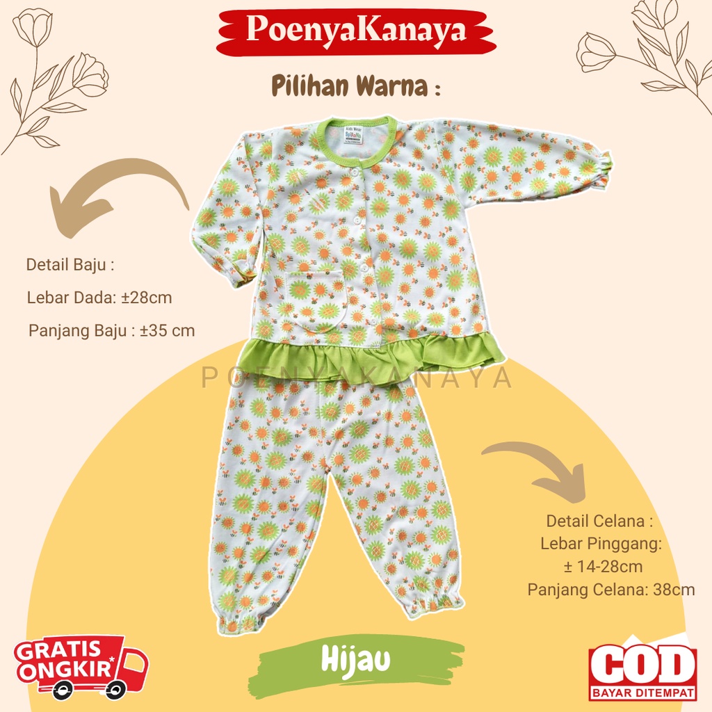 Setelan Baju Bayi Piyama Bayi Panjang Perempuan BEE FLOWER Syifana 6-18 bln SPY112