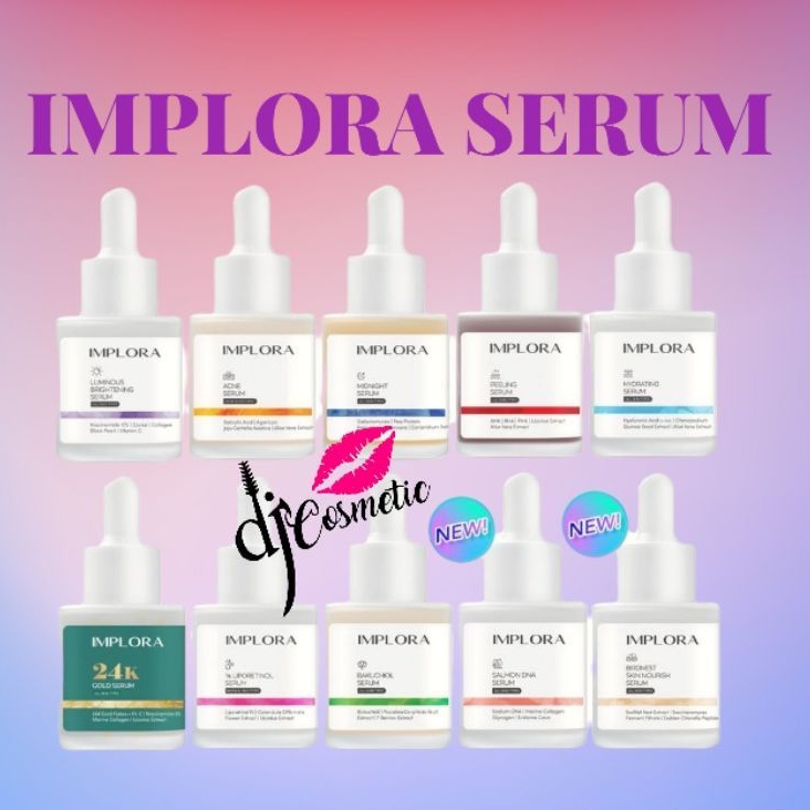 Implora Serum 20ml Luminous | Acne | Midnight | Peeling | Hydrating | 24K Gold | 1% Liporetinol | Bakuchiol | Salmon DNA | Birdnest Skin Nourish