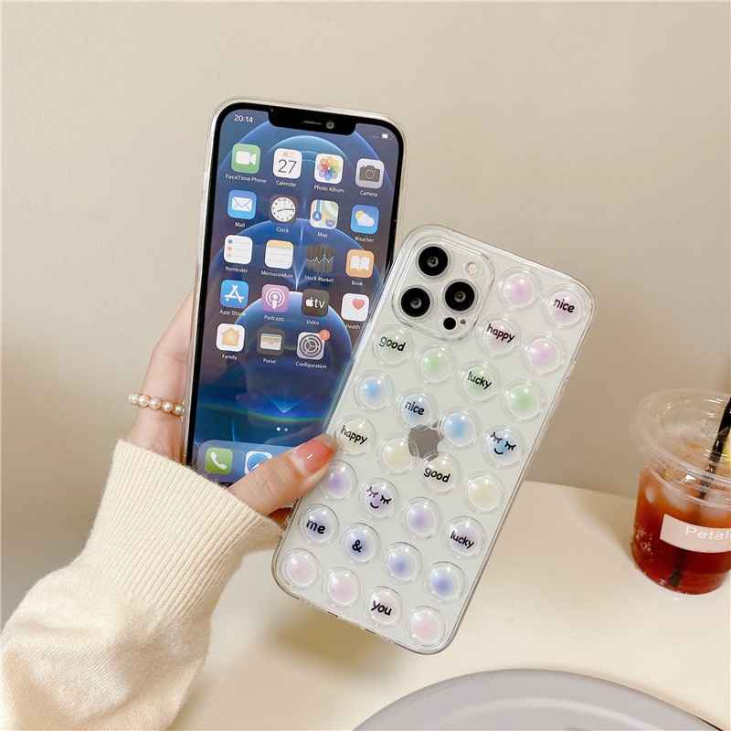 Fashion Creativity Bubble decompression phone case iPhone 11 12 Pro Max X XS XR 7 8 Plus SE 2020 transparent Shockproof Case