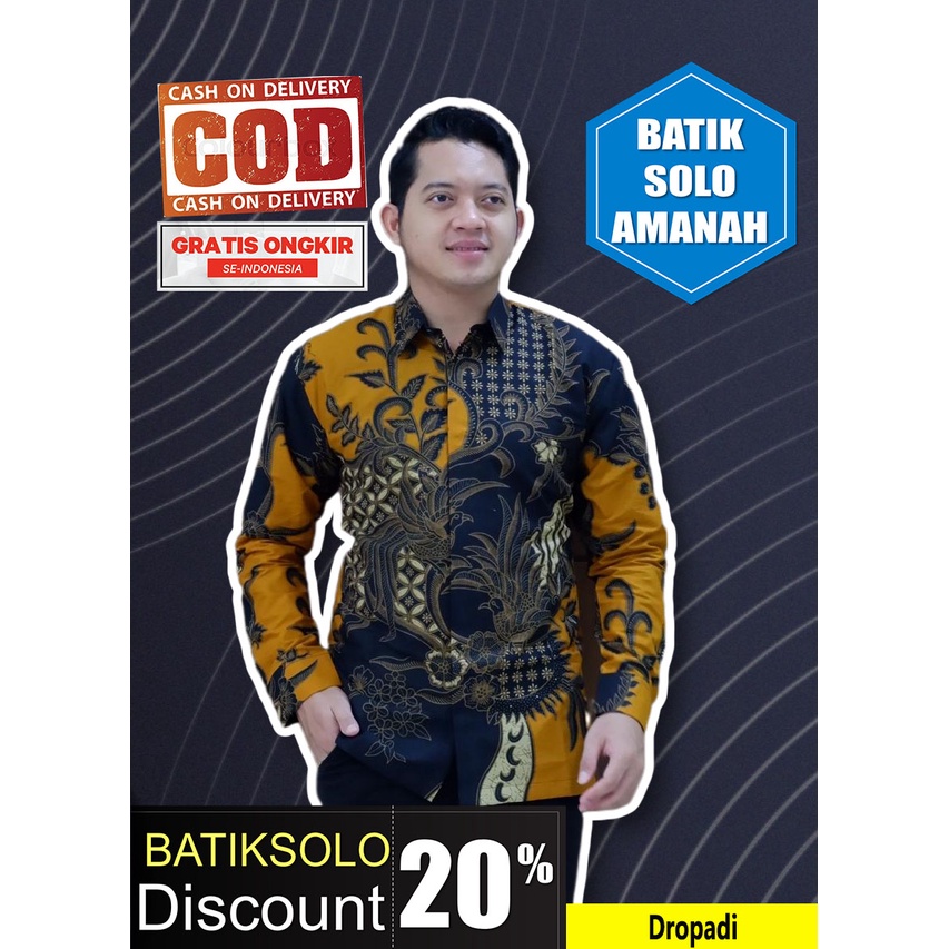 Dropadi KEMEJA BATIK SOLO FULL FURING ATASAN PREMIUM MODERN KATUN HALUS BATIKSOLOAMANAH KOPRI PGRI A