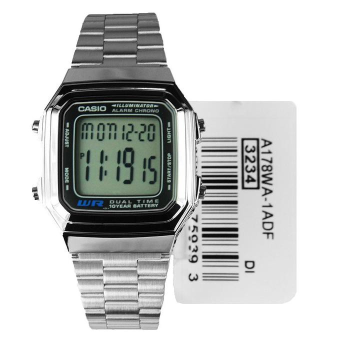 JAM TANGAN WANITA CASIO A178WA-1A ORIGINAL | CASIO A178WA-1A SILVER