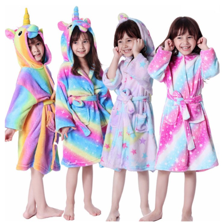 BAJU KIMONO PIYAMA KOSTUM Bahan Flannel UNICORN KID BATH anak