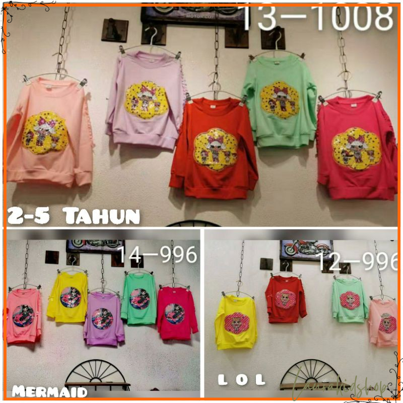 Sweater Usap Anak Perempuan Sequin Import Premium 2-5 Tahun