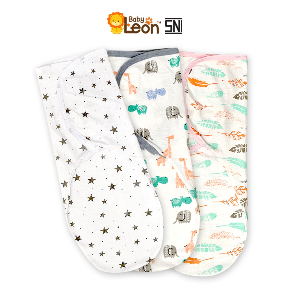 Bedong bayi instan SNI Baby Leon bedong lipat 1pc selimut bayi newborn bedong tempel perlengkapan bayi baru lahir