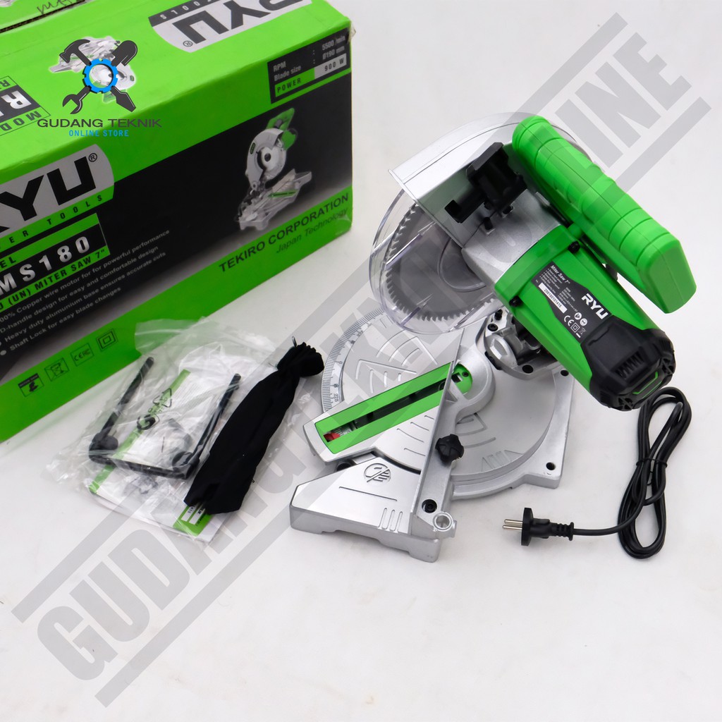 Miter Saw 7 Inch RYU RMS180 - Mesin Potong Aluminium 7Inch TEKIRO RYU RMS 180