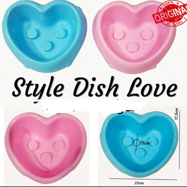 TEMPAT MAKAN &amp; MINUM KUCING ANJING KELINCI ANTI TUMPAH STYLE DISH LOVE