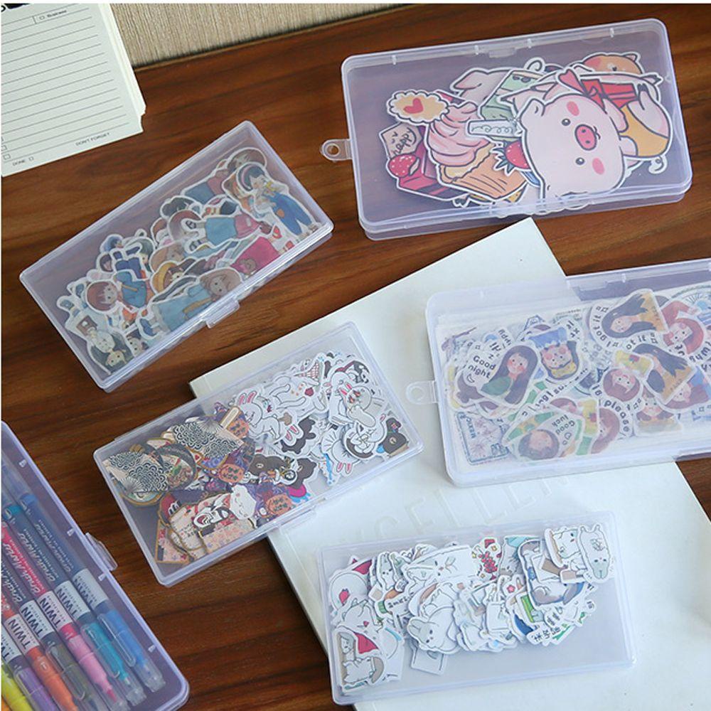Lanfy Kotak Penyimpanan Stiker Kantor Pensil Case Klasifikasi Desktop Art Tool Case Transparan Storage Box Sticker Tape Container