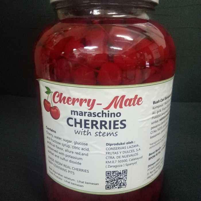 

frutaneira red maraschino cherries with stems manisan buah ceri merah bertangkai dengan tangkai 4kg