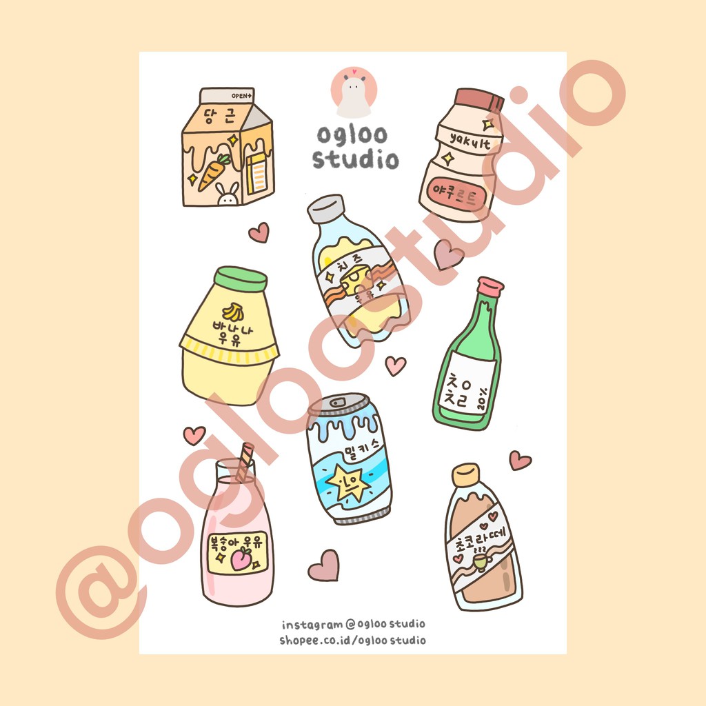 STICKER AESTHETIC STIKER ESTETIK STICKER TUMBLR STIKER LUCU MINUMAN KOREA Shopee Indonesia