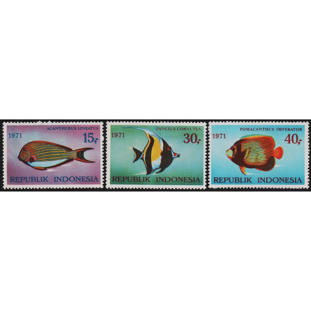 

Perangko Filateli #F78 - Indonesia MNH 3v 27.12.1971 Seafishes