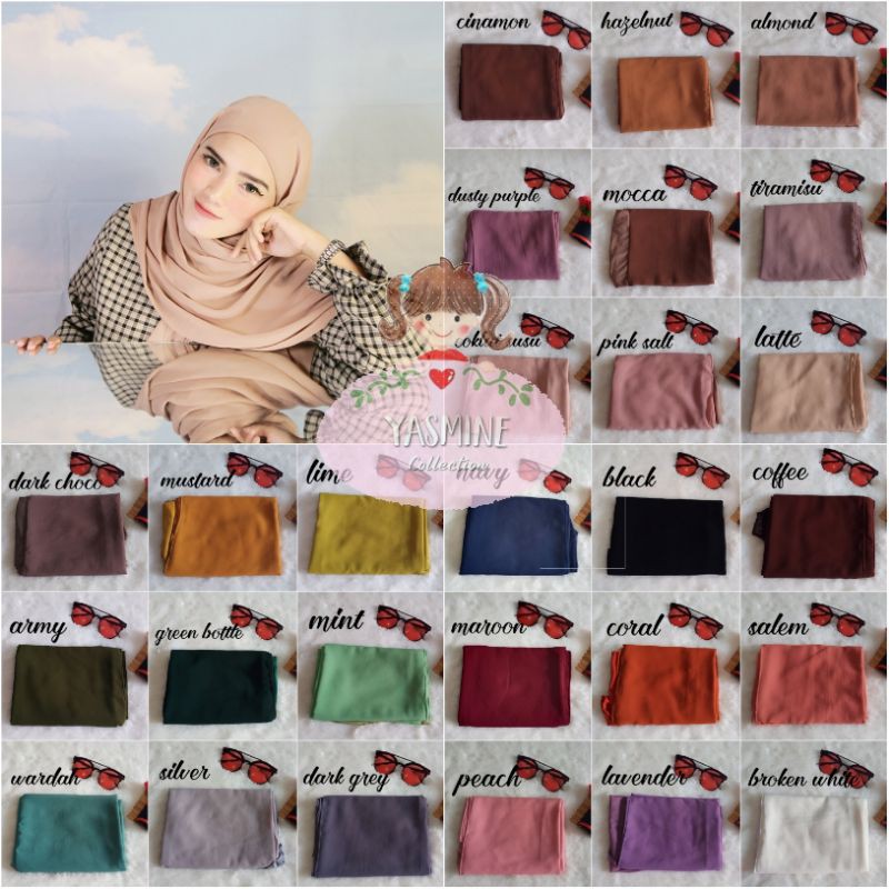 KERUDUNG PASHMINA 2INER / PASHMINA +INNER CERUTY BABY DOLL TERMURAH BISA PILIH WARNA