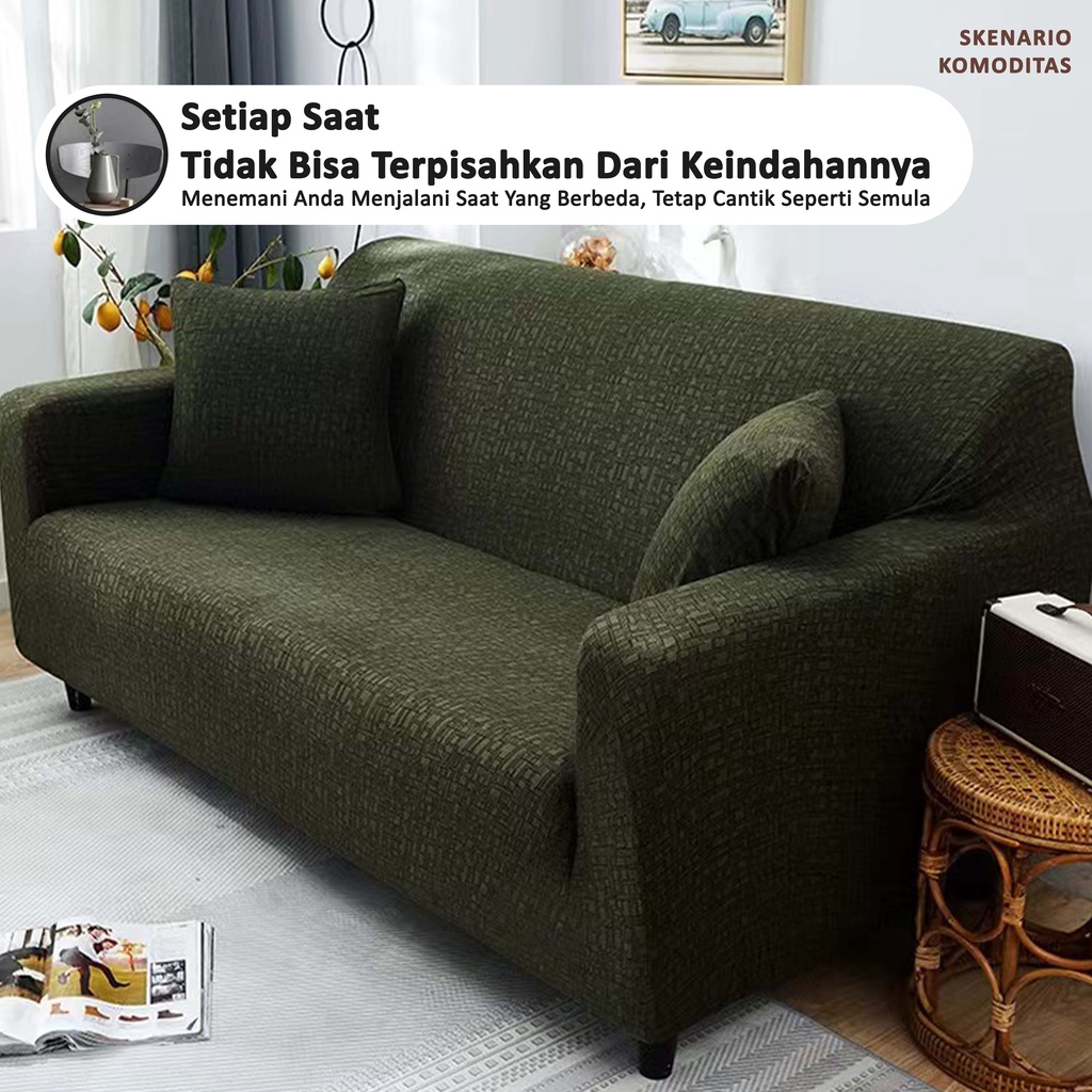 Cover Sofa Striped Sofa Cover/Elastic Sofa Cover Grid sarung sofa / Sarung Penutup Sofa Elastis Stretch Polos Kisi Cover Sofa