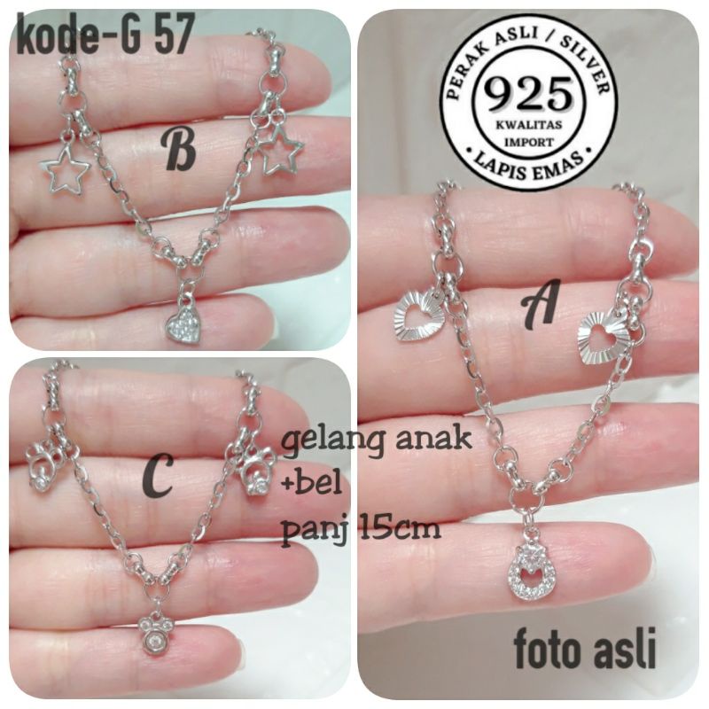 GELANG ANAK PERAK ASLI 925 LAPIS EMAS ANTI KARAT/GELANG MIKI ANAK/GELANG BINTANG ANAK/GELANG LOVE AN