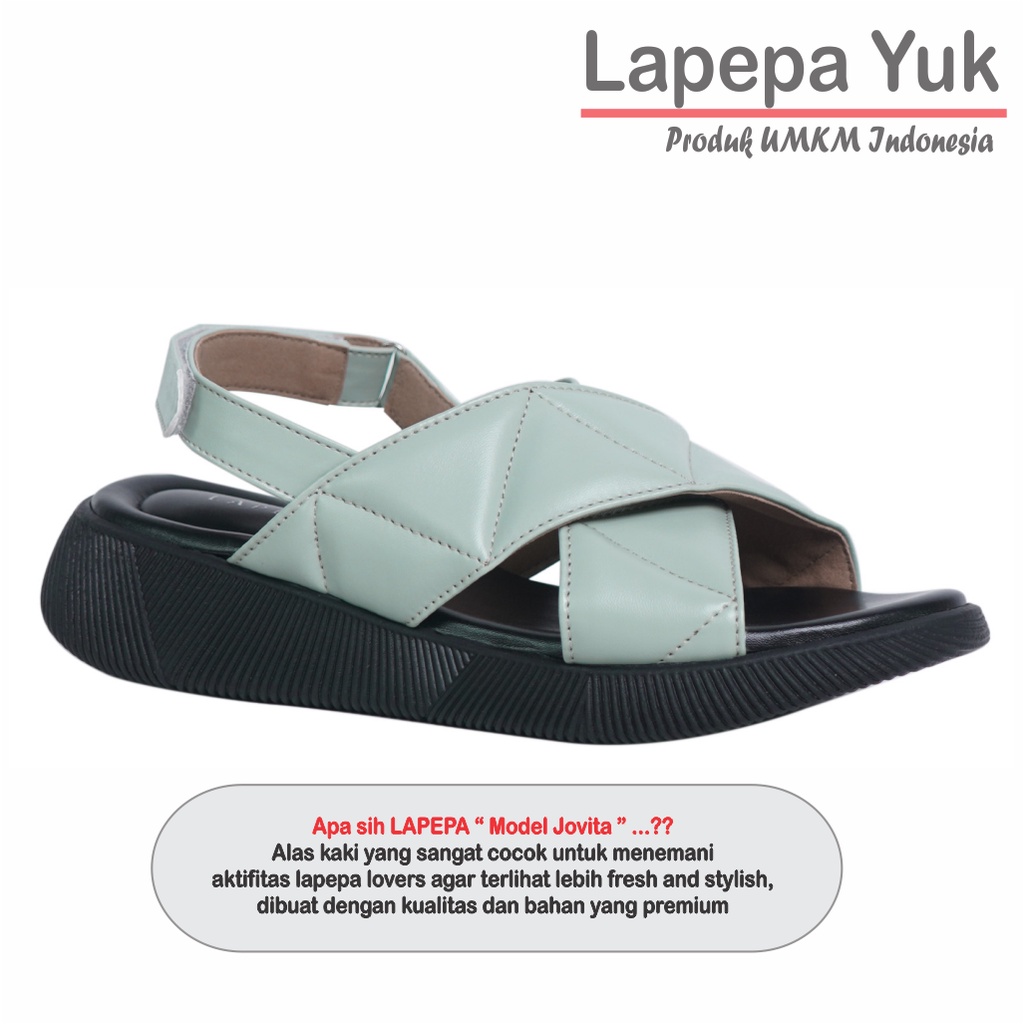 LAPEPA YUK -  Sepatu Sandal Wanita Wedges JOVITA Model Ban dua Tali Strap belakang Hak Tinggi Spatu Sendal Gunung Cewek  Size 36 37 38 39 40 41 Warna MINT Green Hijau Sage Cewe Kekinian Premium Terbaru Shoes Ori Original Mall Official Store Promo