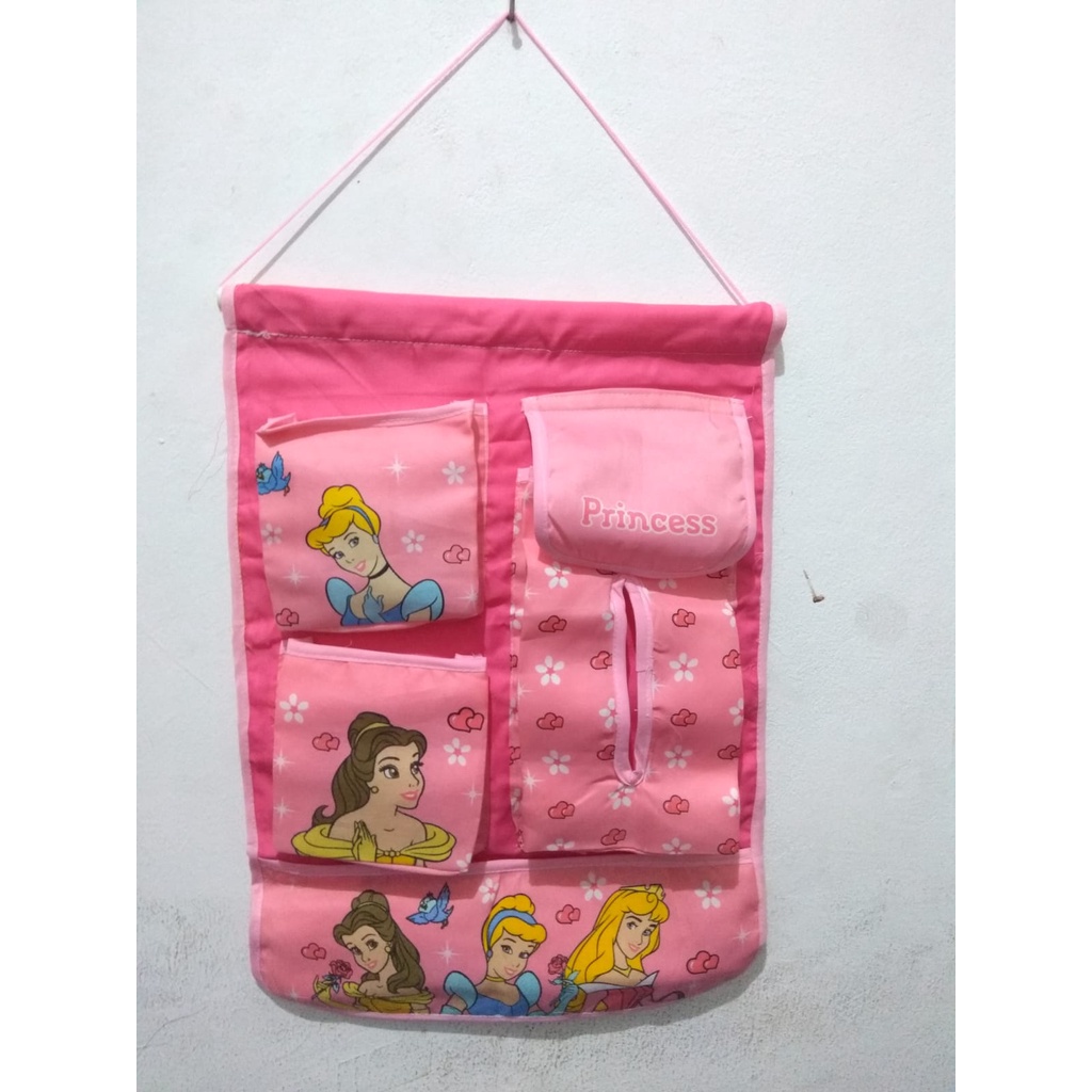 gantungan dinding aksesoris kantong pouch tema princess anak