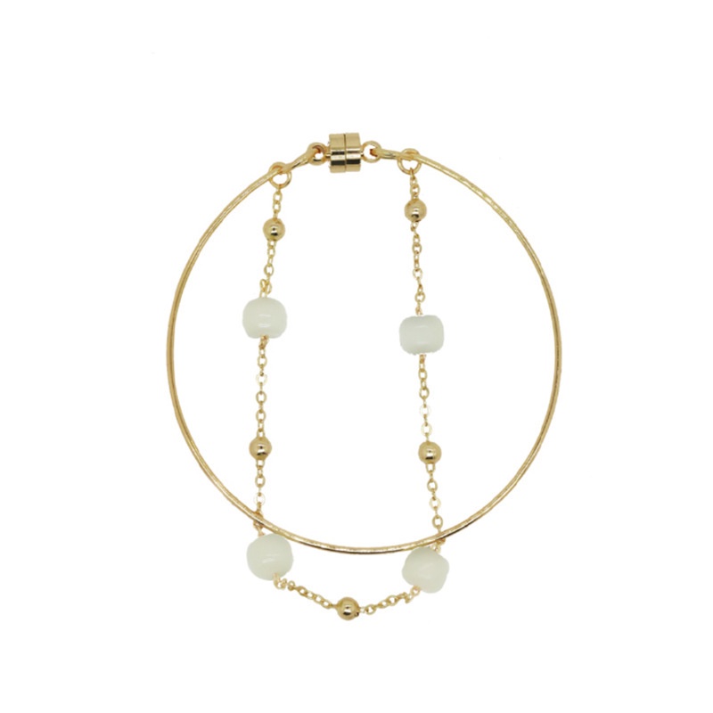 Gelang Manik-Manik Giok Hetian Hijau Opal Model Lapis Ganda Gaya Vintage Korea Untuk Wanita