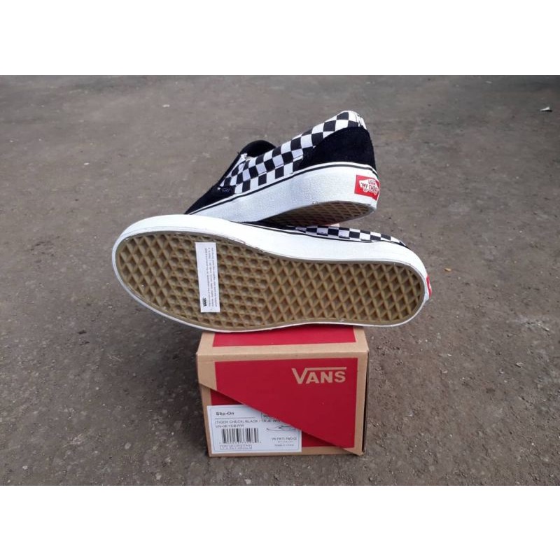 VANS SLIP_ON TIGER CHECK BLACK TRUE WHITES IMPORT WAFFLE DT MADE IN CHINA