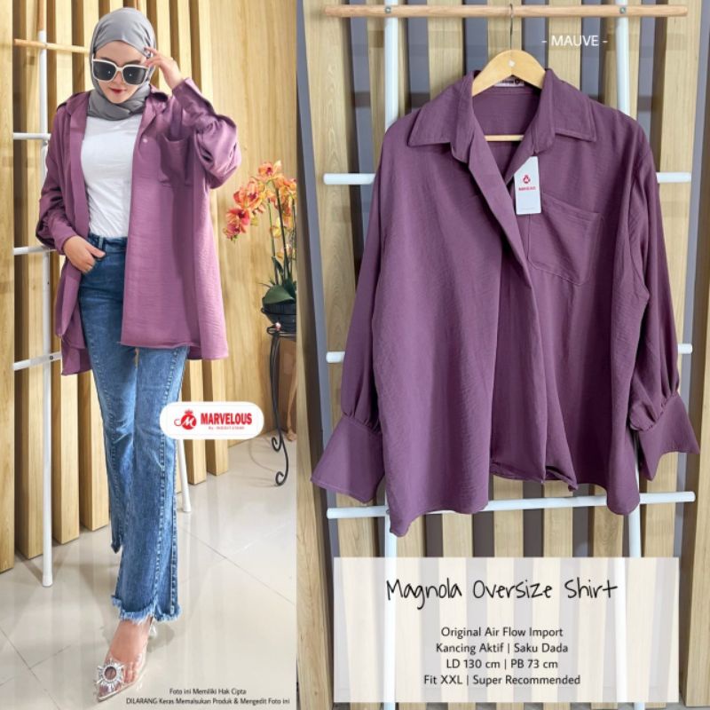 Magnola oversize shirt by marvelous / Blouse muslimah oversize rekomended