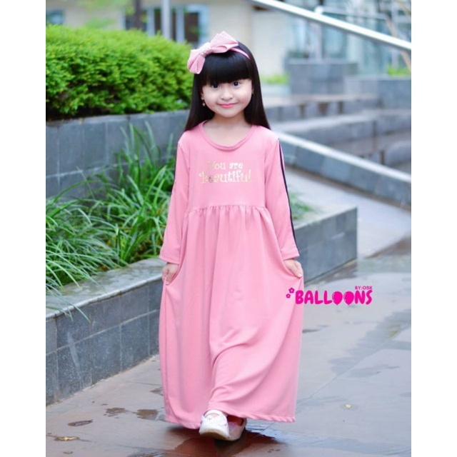 Gamis Polos Babyterry Foil 2-8 Tahun Gamis Kaos Anak