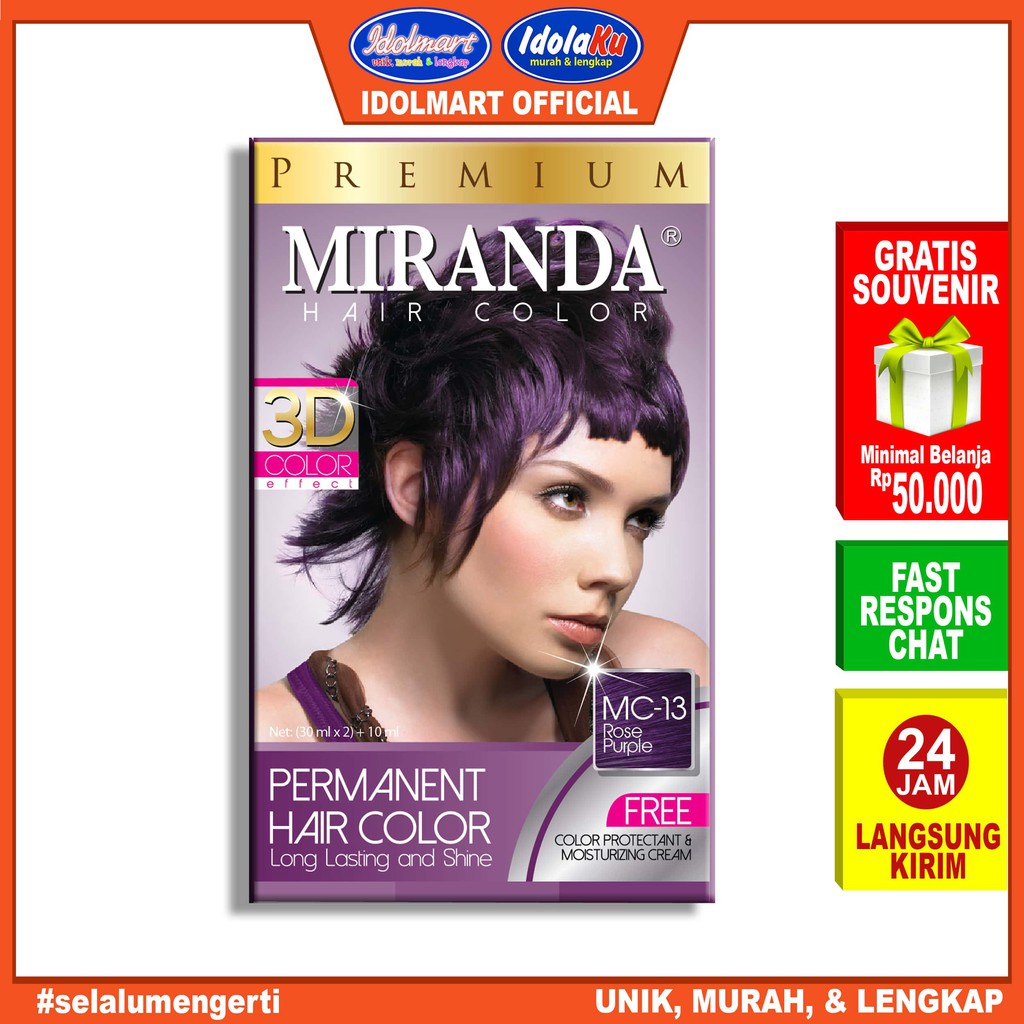 IDOLAKU Miranda Hair Color (Cat Rambut Permanen) MC13 Purple 30ml