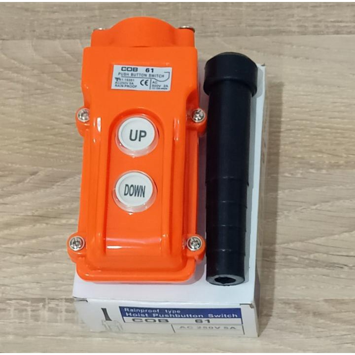 Hoist Push Button Waterproof Remote 2 Tombol COB-61 Up Down Bg20B0