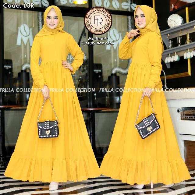 Gamis ceruty frilla tnpa jilbab rempel