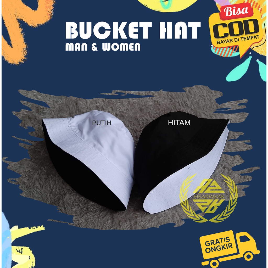 ( COD ) BUCKET HAT Stay At Home Topi Wanita Terlaris Wide Selebgram Topi Ember Bahan Katun Premium