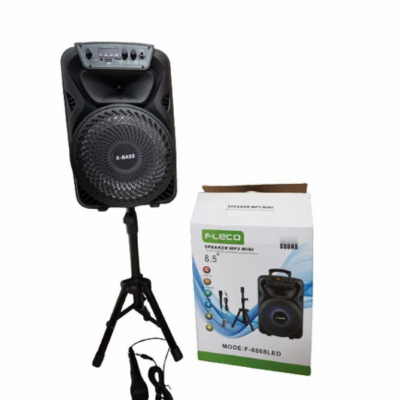 Speaker Stand Karaoke Bluetooth Fleco F-8808/F-8805 bonus stand speaker Dan Microphone Kabel (COD)