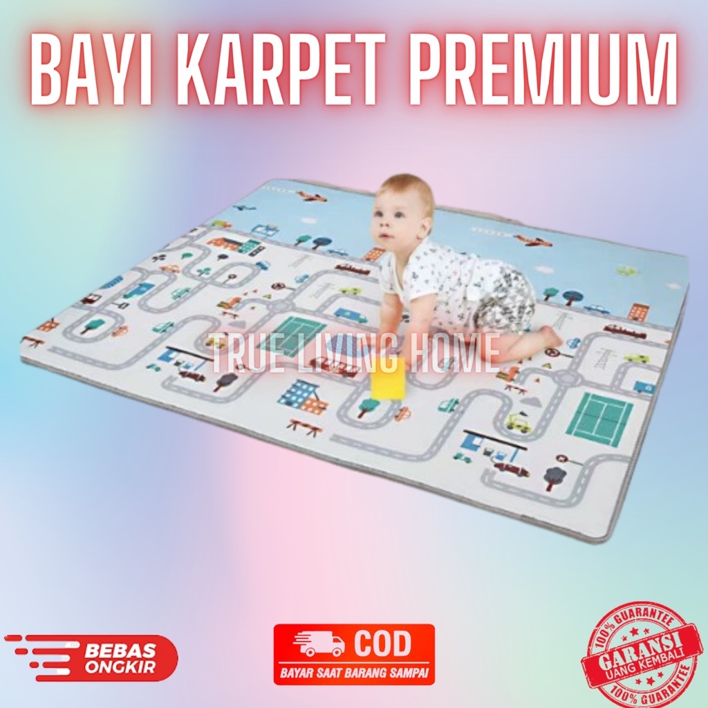 Karpet Matras Premium Alas Tidur Duduk Lantai Tikar Waterproof Ukuran Jumbo Lipat Playmat Bayi Baby 