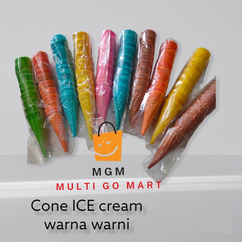 

50 PCS CONE ICE CREAM CONELLO WAFER RENYAH WARNA WARNI