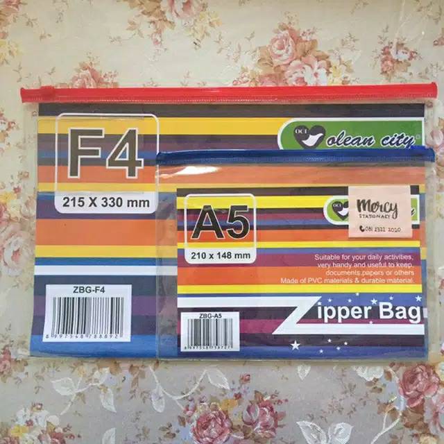 Zipper Bag F4 Folio Map A5 Plastik Resleting Warna
